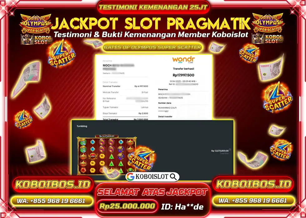 BUKTI KEMENANGAN SLOT GACOR GATES OF OLYMPUS SUPER SCATTER Rp25.000.000,- LUNAS