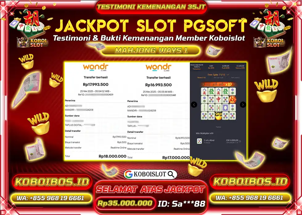 BUKTI KEMENANGAN SLOT GACOR MAHJONG WAYS 1 Rp35.000.000,- LUNAS
