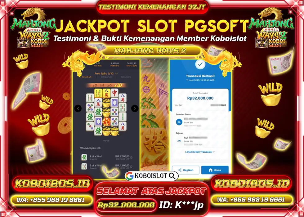 BUKTI KEMENANGAN SLOT GACOR MAHJONG WAYS 2 Rp32.000.000,- LUNAS