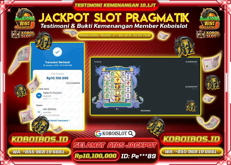 BUKTI KEMENANGAN SLOT GACOR MAHJONG WINS 3 - BLACK SCATTER Rp10.100.000,- LUNAS