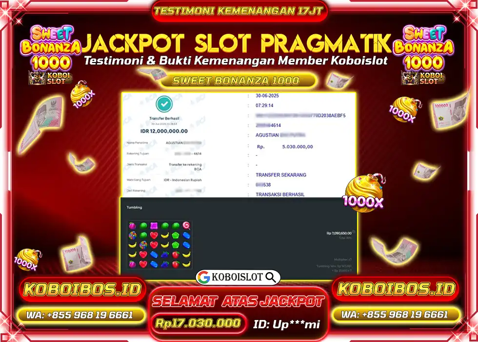 BUKTI KEMENANGAN SLOT GACOR SWEET BONANZA 1000 Rp17.030.000,- LUNAS